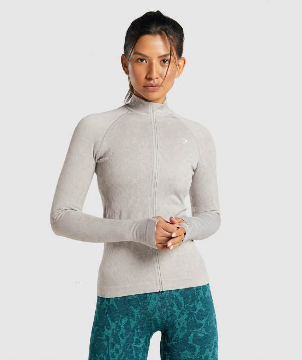 Damske Bundy Gymshark Adapt Animal Seamless Zip Up Siva | AM6197520